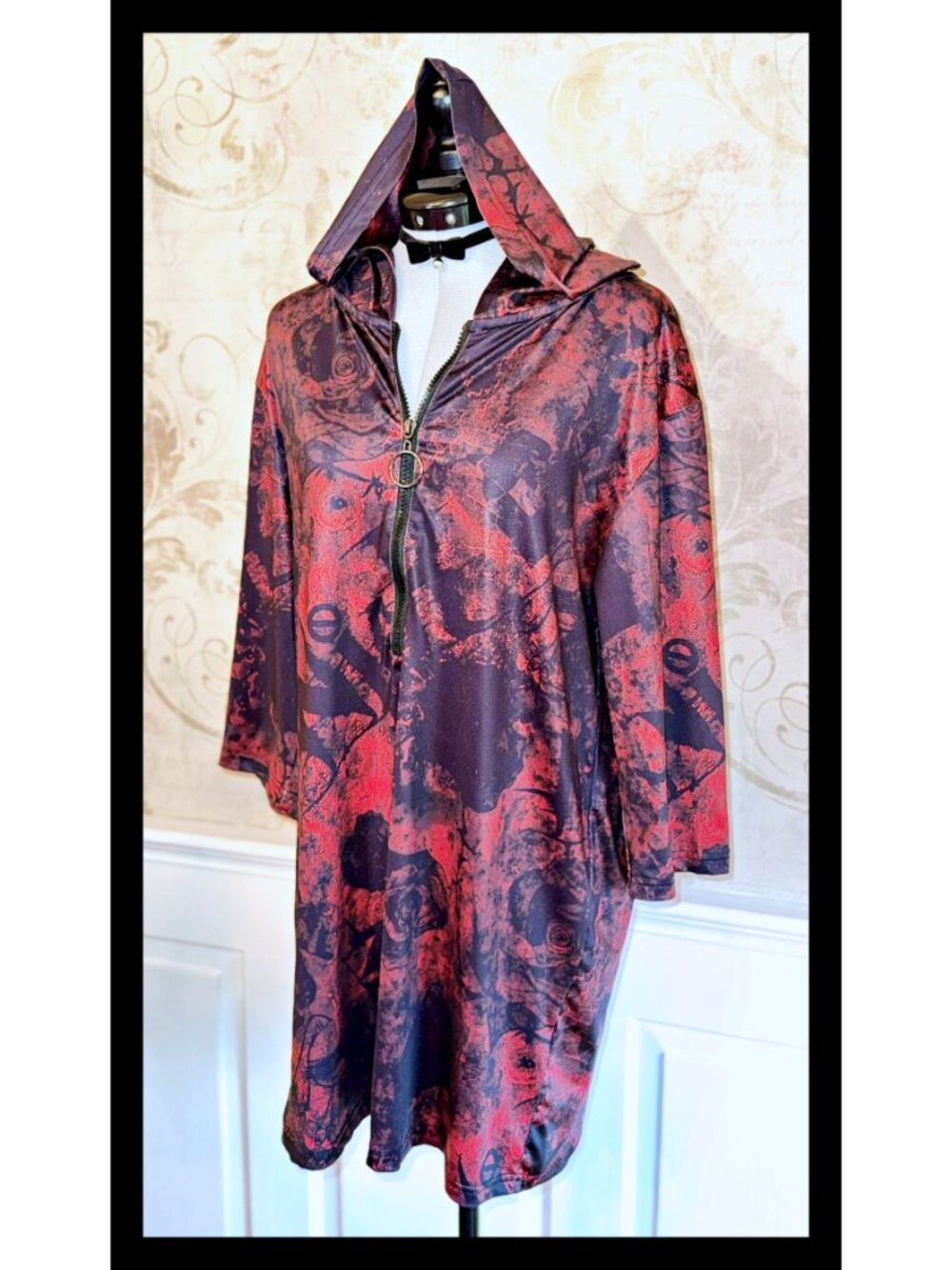 NieR Tokyo Half Zip Hoodie Jacket RED ROSE Street Style J Fashion Punk Japan